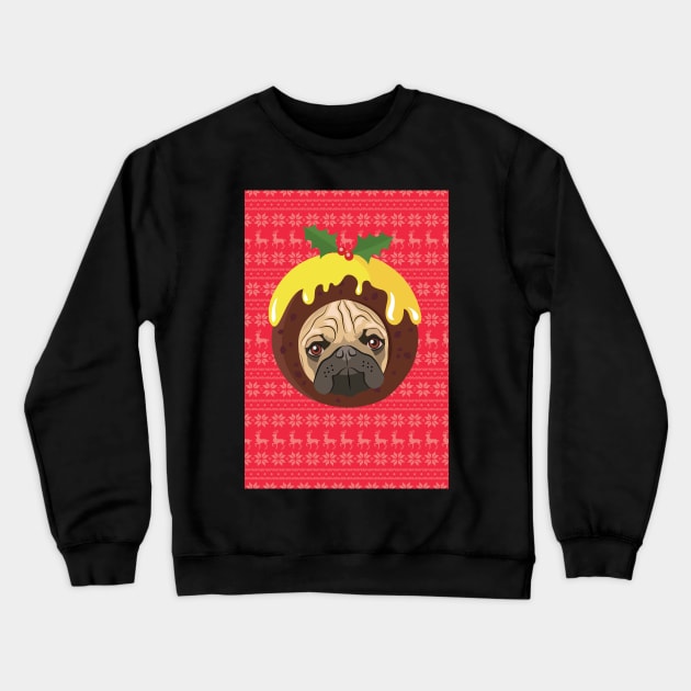 A Christmas Pudding Pug Crewneck Sweatshirt by giddyaunt